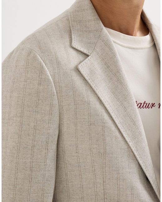 Brunello Cucinelli White Long-Sleeved Suit Jacket for men