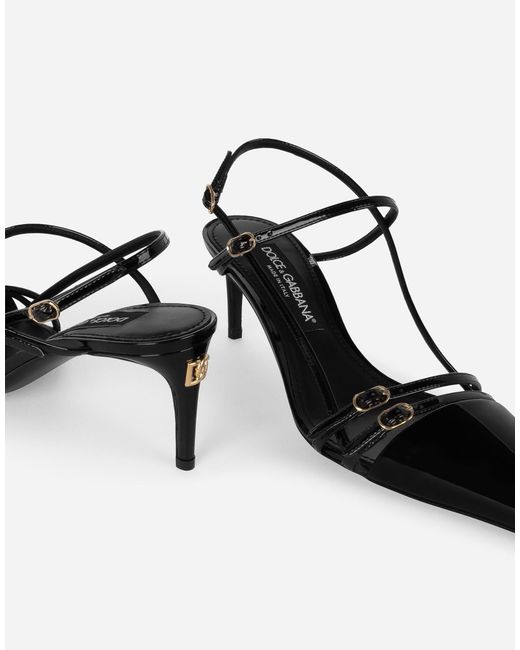 Dolce & Gabbana White Dg Logo Plaque Slingbacks