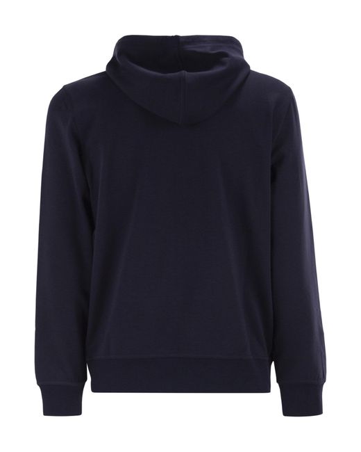 Brunello Cucinelli Gray Cotton Fleece Topwear With Zip And Hood for men