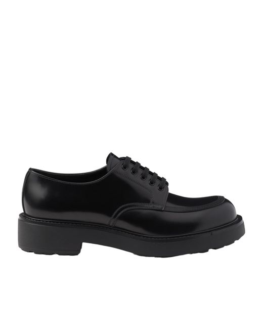 Prada Black Lace-Up Derby Shoes for men