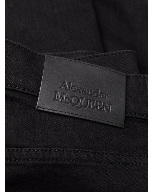 McQueen Black Graffiti Denim Jeans for men