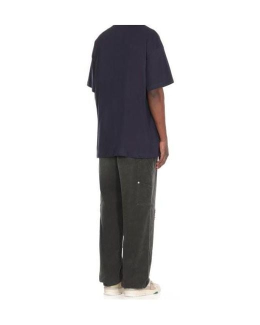 MSGM Blue Logo-Printed Crewneck T-Shirt for men