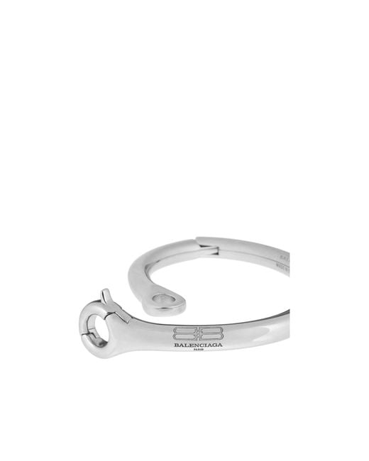 Balenciaga White Logo Engraved Bracelet for men