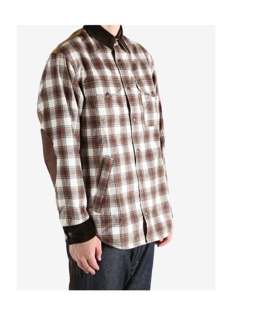 Junya Watanabe Multicolor Checked Corduroy-Panel Shirt for men
