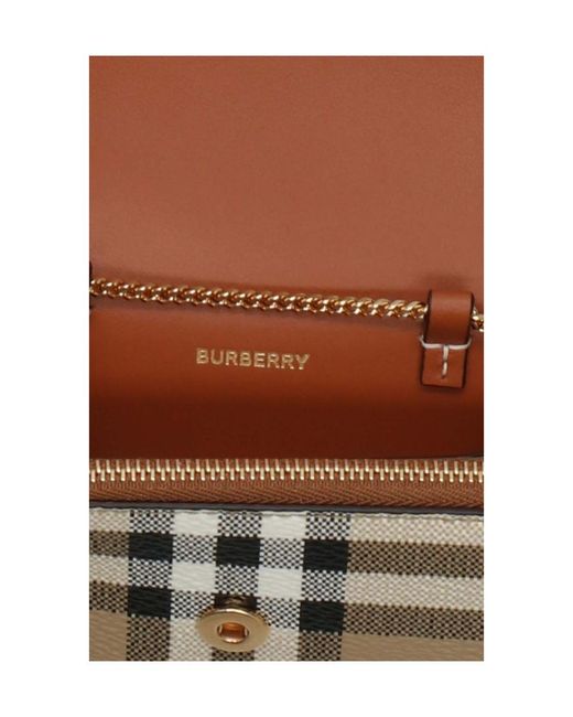 Burberry Natural Check Pattern Chained Wallet