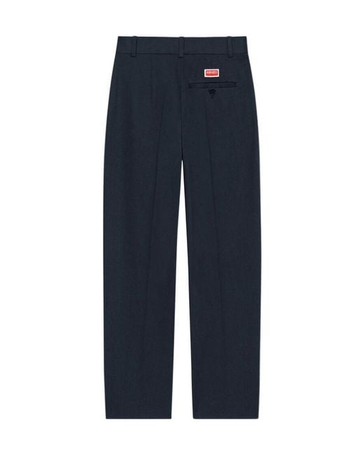 KENZO Blue Logo Patch Cropped Trousers