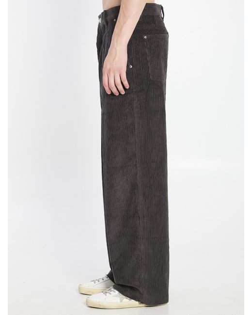 AMI Gray Wide Leg Corduroy Pants for men