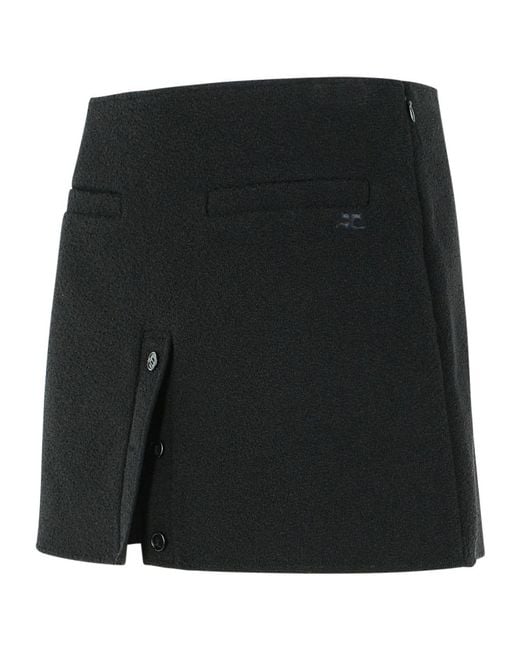 Courreges Black Courrèges Buttoned Tweed Mini Skirt