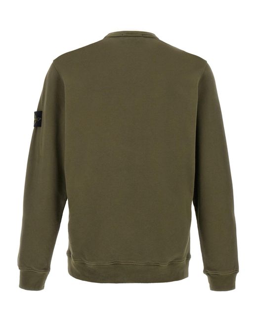 Stone Island Green Logo Patch Crewneck Sweatshirt for men