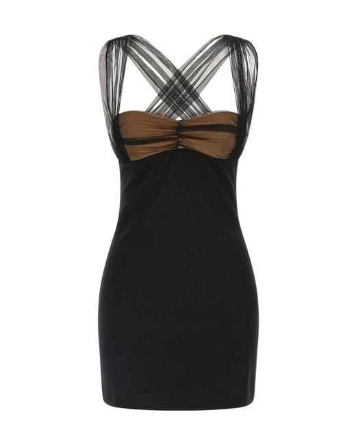 Nensi Dojaka Black Draped Padded Cup Mini Dress
