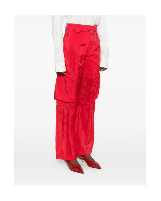 Frankie Shop Red Drawstring Waist Casual Pants