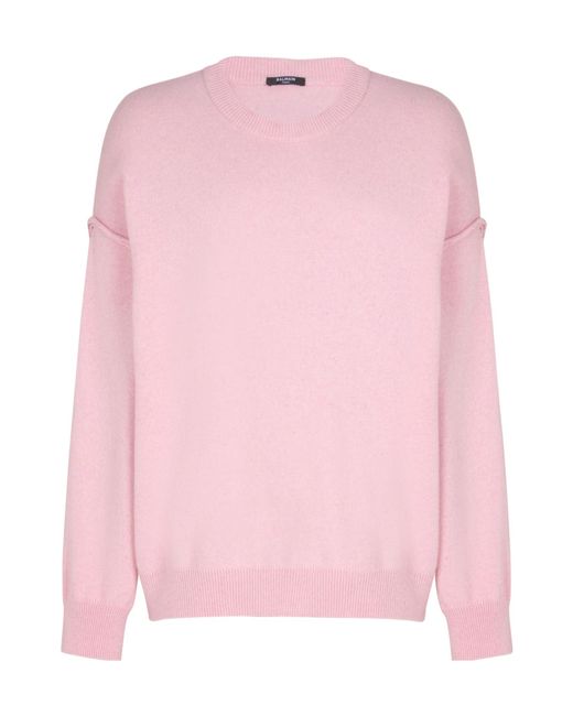 Balmain Pink Eco-Cashmere Sweatshirt for men