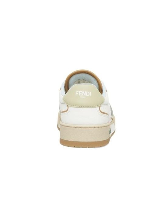 Fendi White Match Lace-Up Sneakers