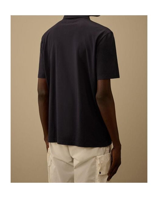 C P Company Black Cotton Polo Shirt for men