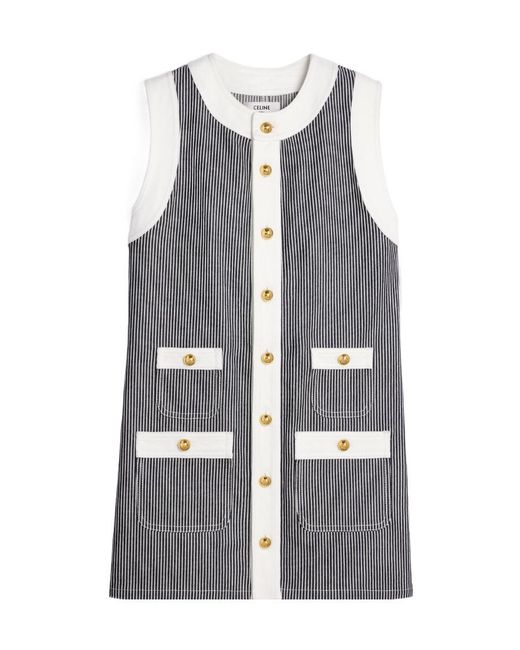 Céline Gray Trapeze Mini Dress With Hickory Stripes