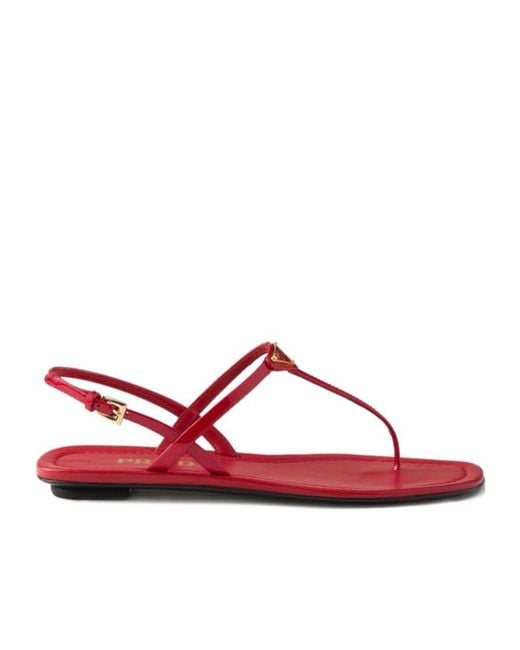 Prada Red Buckled Sandals