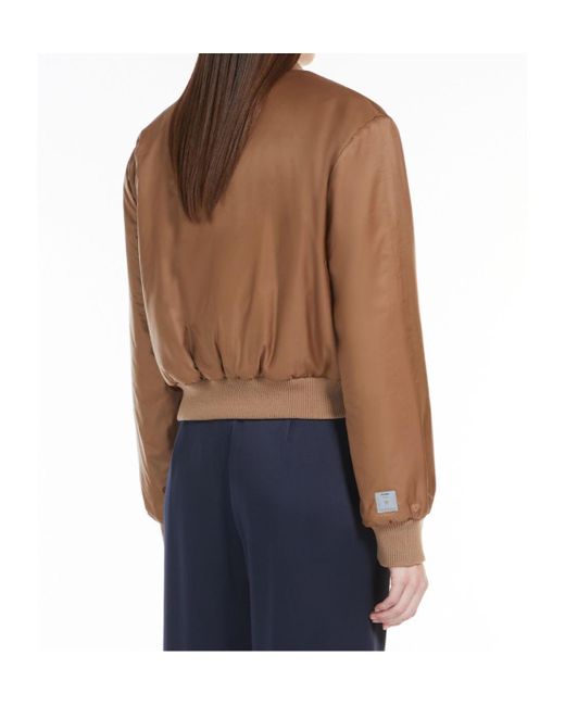 Max Mara Brown 'S Buttoned Long-Sleeved Bomber Jacket