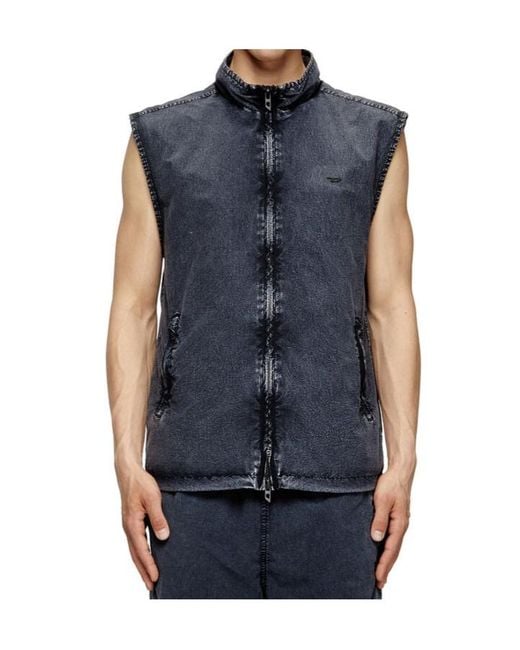 DIESEL Blue J-Erb Denim-Effect Sleeveless Gilet for men