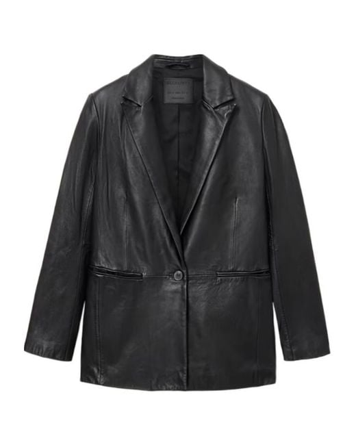 AllSaints Black Deri Leather Blazer