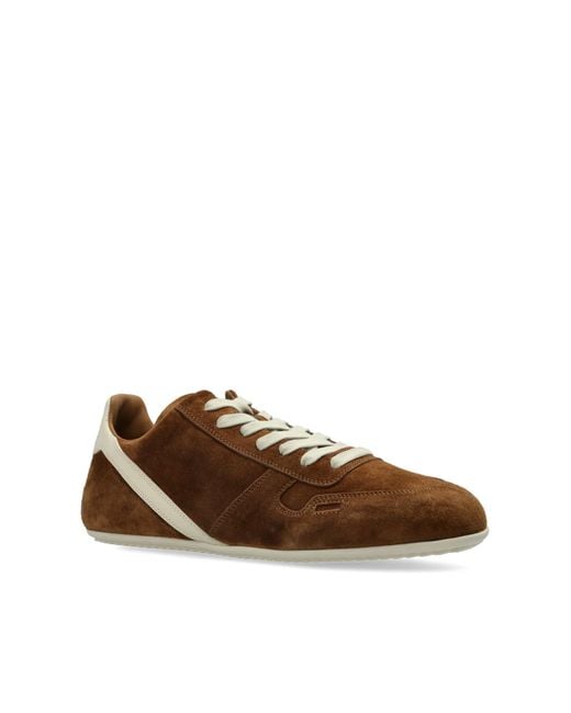 Rick Owens Brown Leather-Trimmed Suede Sneakers