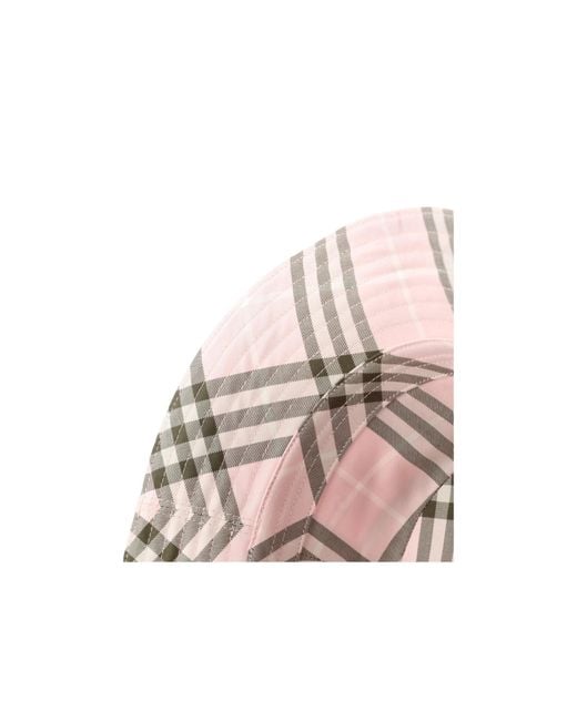 Burberry Pink Checked Bucket Hat
