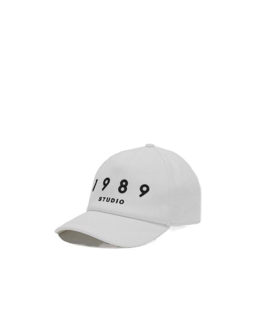 1989 STUDIO White Logo Embroidered Hat for men