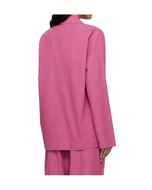 Tekla Pink Poplin Long-Sleeved Pyjama Shirt