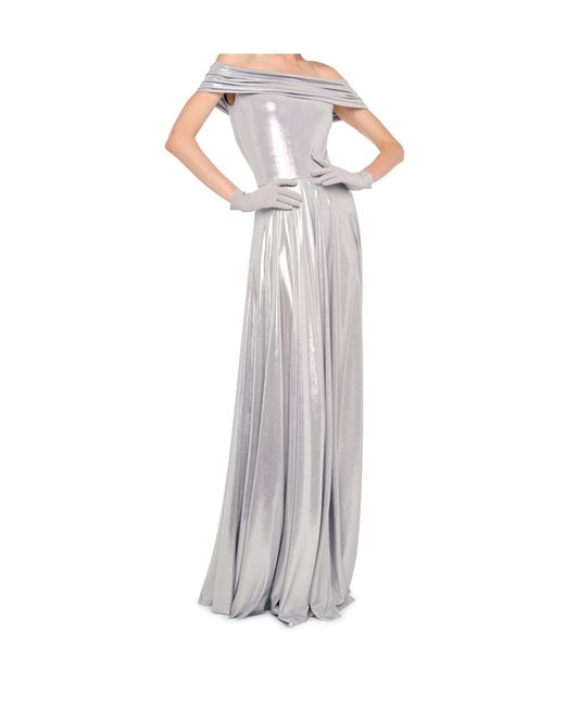 Norma Kamali White Off-Shoulder Pleated Dress