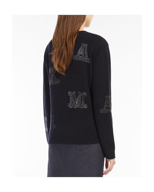 Max Mara Blue Logo Cashmere Sweater