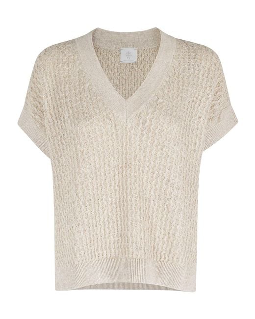 Eleventy White V-Neck Top