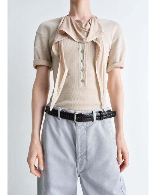 Lemaire White Buckle Fastened Braided Belt for men