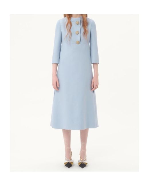 Valentino Blue Crepe Couture Midi Dress