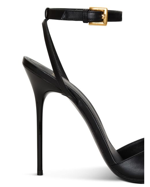 Balmain Black Anthem Buckled Heeled Sandals