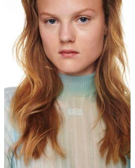 Off-White c/o Virgil Abloh Blue Tie-Dye Sheer Minidress