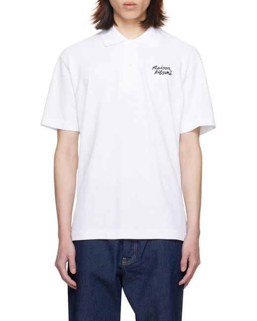 Maison Kitsuné White Maison Kitsuné Handwriting Comfort Polo Shirt for men