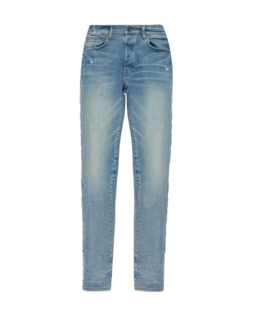 Amiri Blue Bone Detailed Skinny Jeans for men