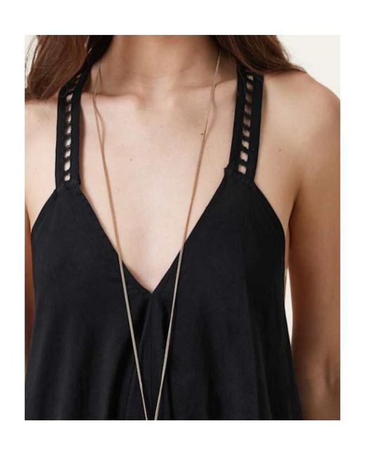 AllSaints Black Lace-Insert Asymmetric Day Dress