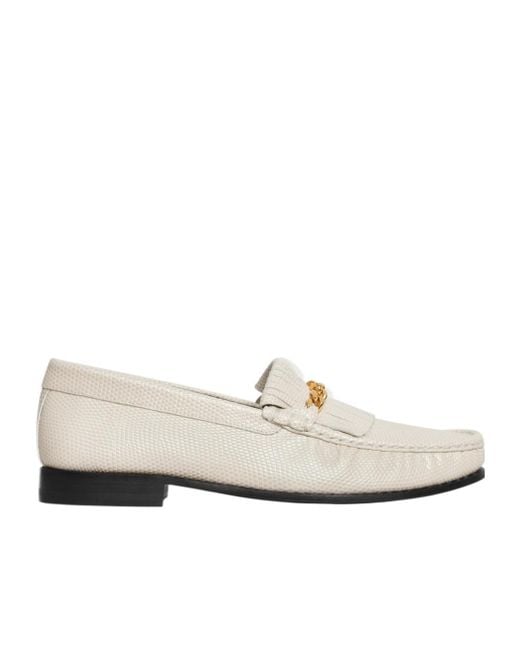 Céline White Luco Loafer With Fringes