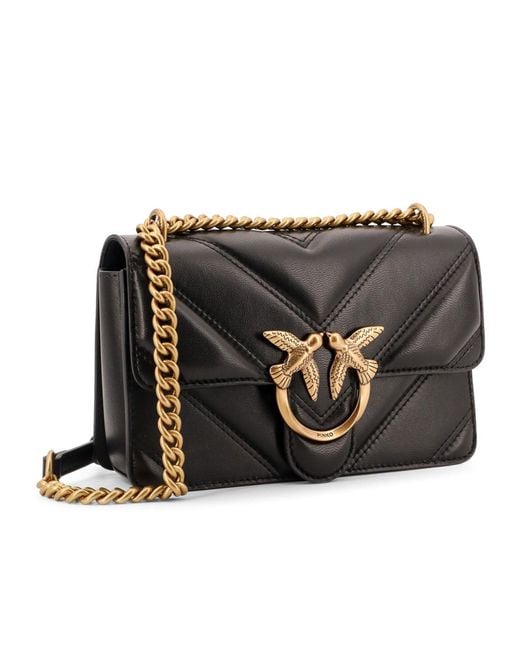 Pinko Black Love One Chain Linked Mini Crossbody Bag