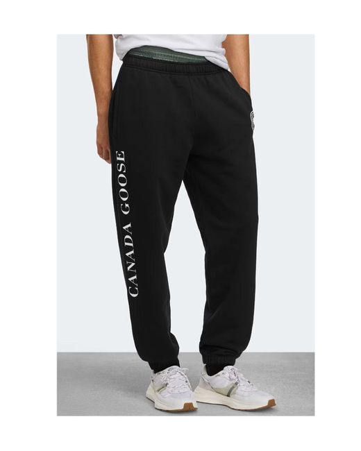Canada Goose Blue Logo Print Cotton Joggers for men