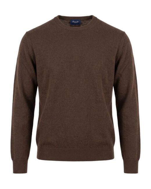 Drumohr Brown Crew-Neck Wool Sweater for men