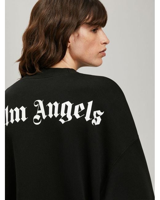 Palm Angels Black Logo Printed Crewneck Sweatshirt