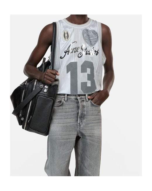 Acne Blue Sports Jersey Tank Top for men
