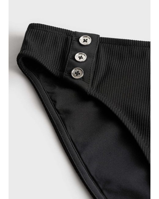Totême  Black Ribbed Button Bikini Bottom