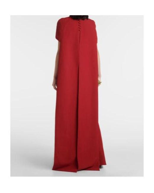 Safiyaa Red Ginkgo Caped Gown