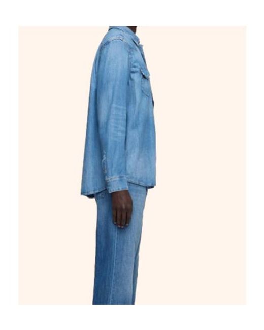 7 For All Mankind Blue Western Denim Shirt for men