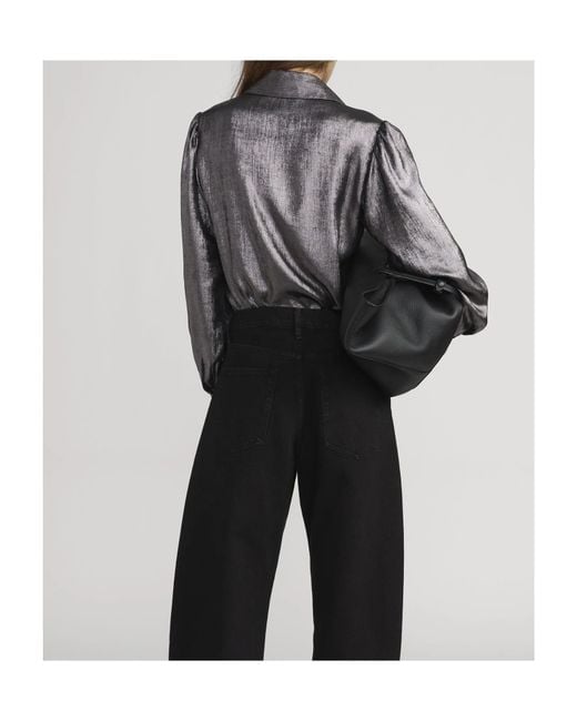 FRAME Gray Shiny Staple Blouse