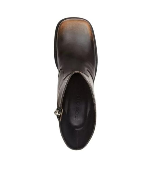 COACH Black Leather Block-Heel Ankle Boots