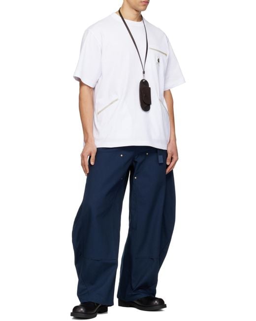 SACAI X CARHARTT WIP White Jersey T-Shirt for men