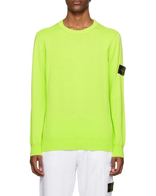 Stone Island Green Compass Patch Crewneck Jumper for men